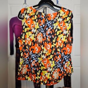 #592- Jones New York Vibrant Floral Sleeveless Blouse